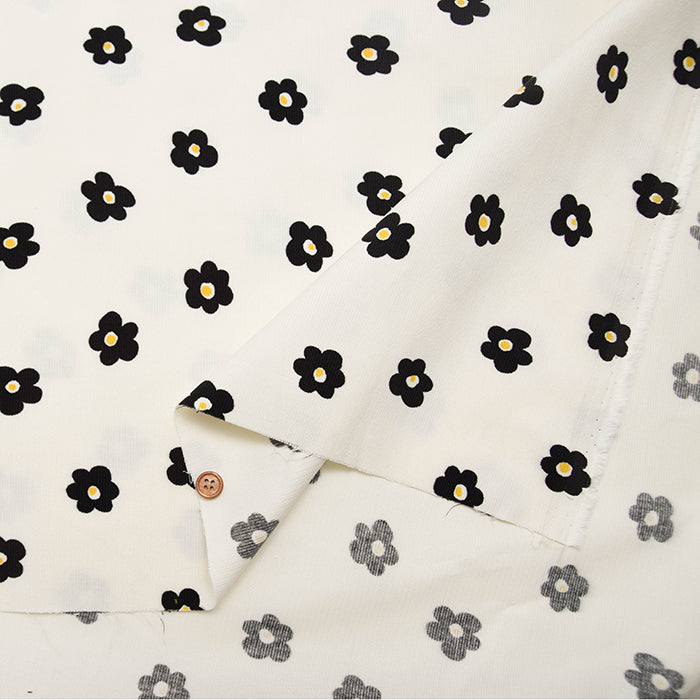 Cotton Shirt-Corduroy Printed Fabric - Flower - nomura tailor