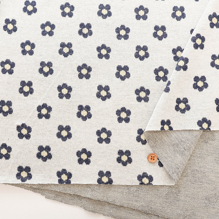 Cotton Knit Jacquard Fabric - Flower - nomura tailor