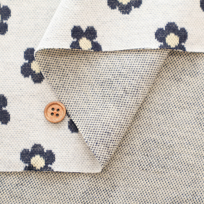 Cotton Knit Jacquard Fabric - Flower - nomura tailor