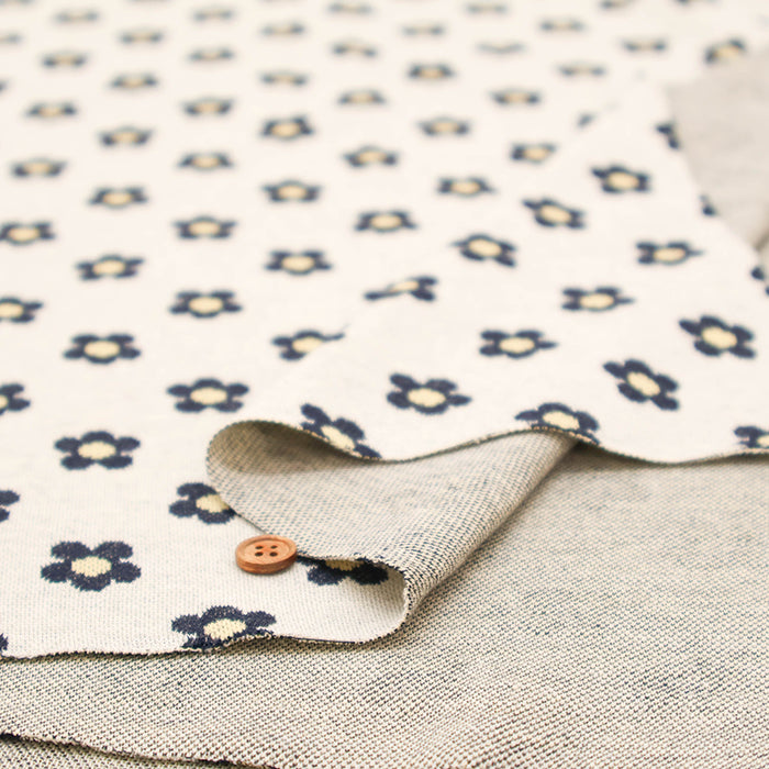 Cotton Knit Jacquard Fabric - Flower - nomura tailor