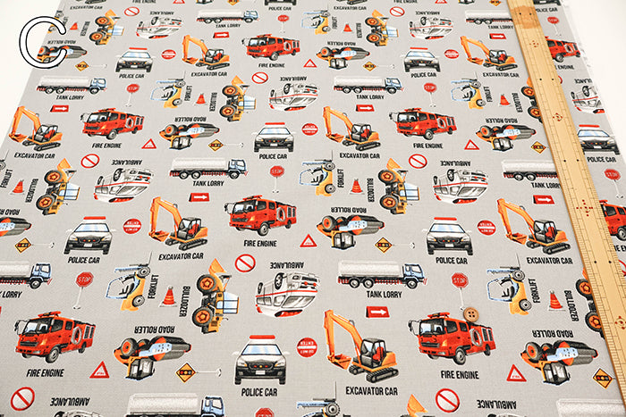 Cotton Oxford Fabric - Working Vehicles - nomura tailor