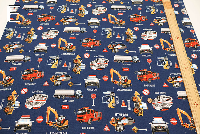 Cotton Oxford Fabric - Working Vehicles - nomura tailor