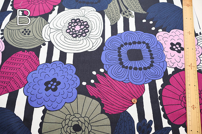 40 Cotton Slub Satin Print Fabric - Air Tumbler Finish, Flower - nomura tailor