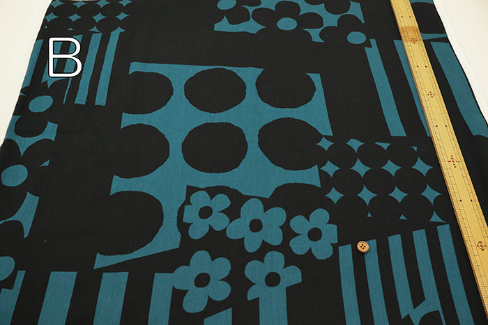 Air-tumbled Cotton Satin Printed Fabric - Flower and Dot - nomura tailor