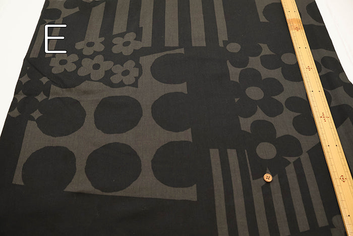 Air-tumbled Cotton Satin Printed Fabric - Flower and Dot - nomura tailor