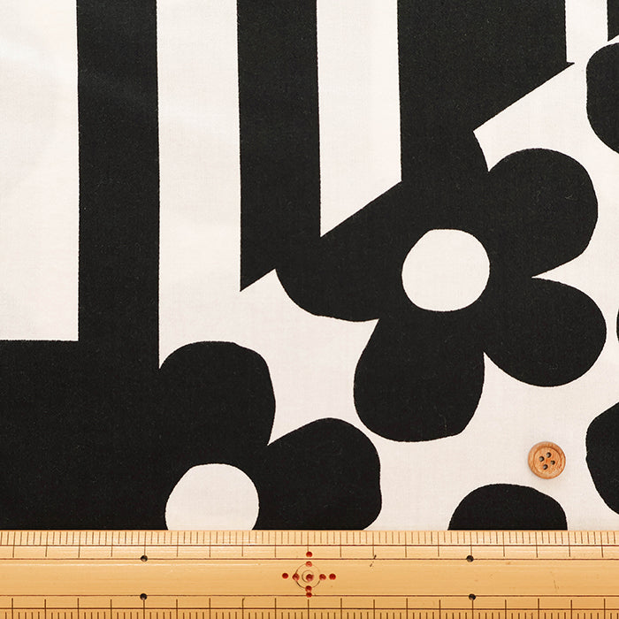 Air-tumbled Cotton Satin Printed Fabric - Flower and Dot - nomura tailor