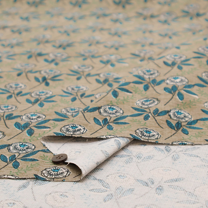Cotton Shirt Cord Print Fabric - Discharge Printing - Ethnic - nomura tailor