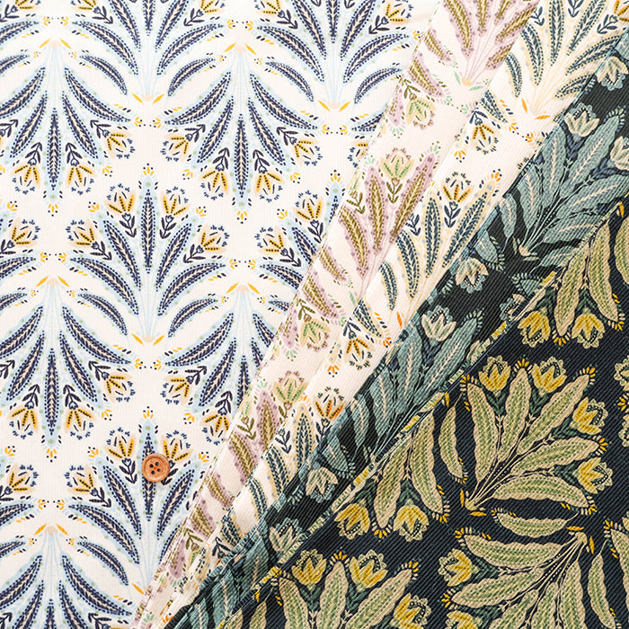 Discharge Printing Cotton Shirt Cord Print Fabric - Ethnic Flower - nomura tailor