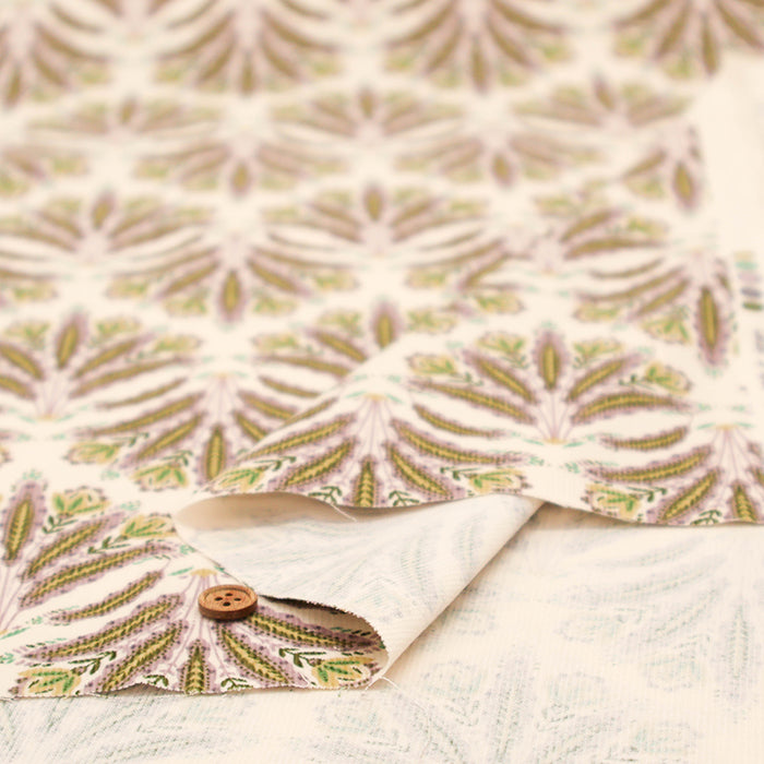 Discharge Printing Cotton Shirt Cord Print Fabric - Ethnic Flower - nomura tailor