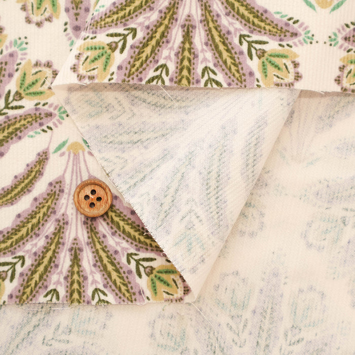 Discharge Printing Cotton Shirt Cord Print Fabric - Ethnic Flower - nomura tailor