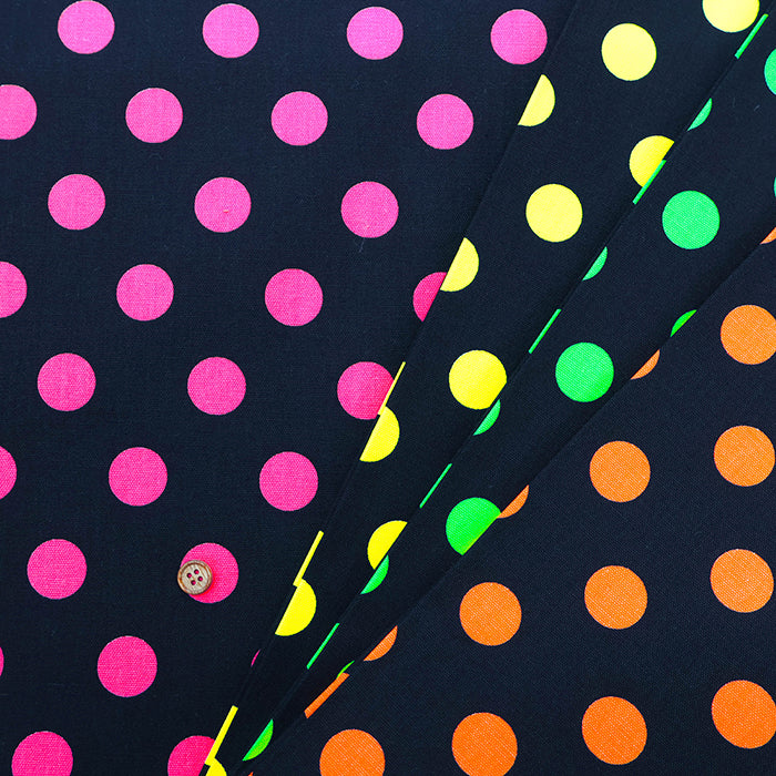 Cotton Oxford Fluorescent Printed Fabric - Dot - nomura tailor