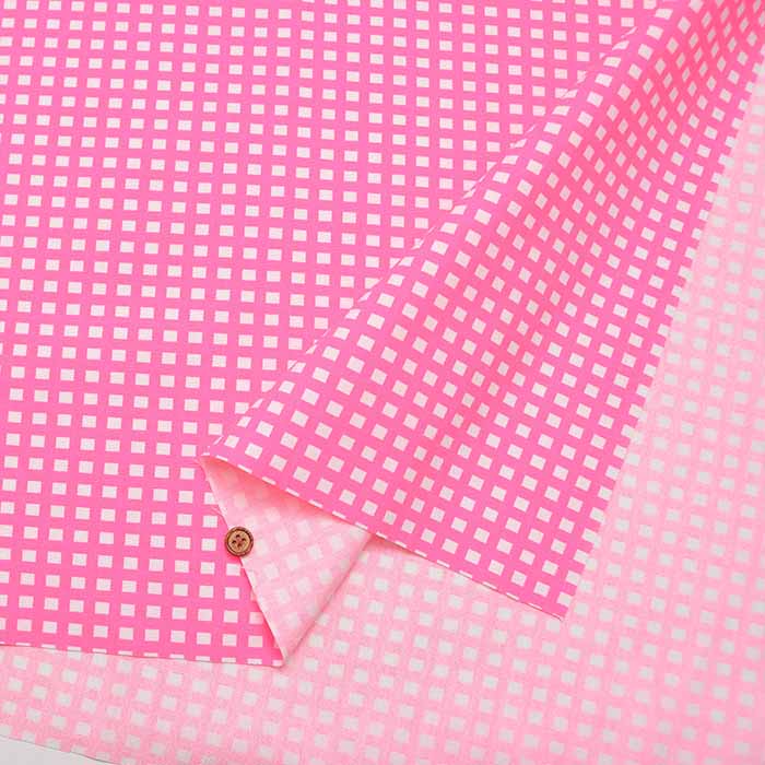 Cotton Oxford Printed Fabric - Fluorescent Check - nomura tailor