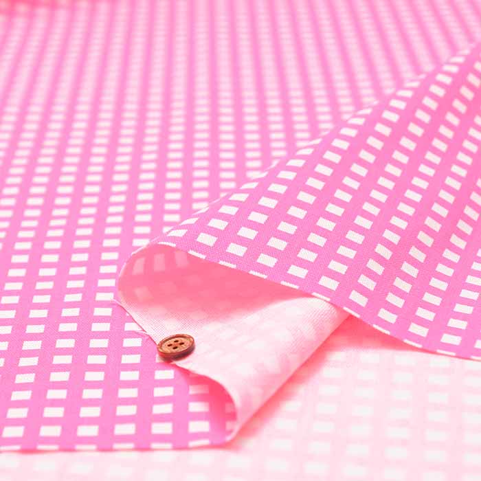 Cotton Oxford Printed Fabric - Fluorescent Check - nomura tailor