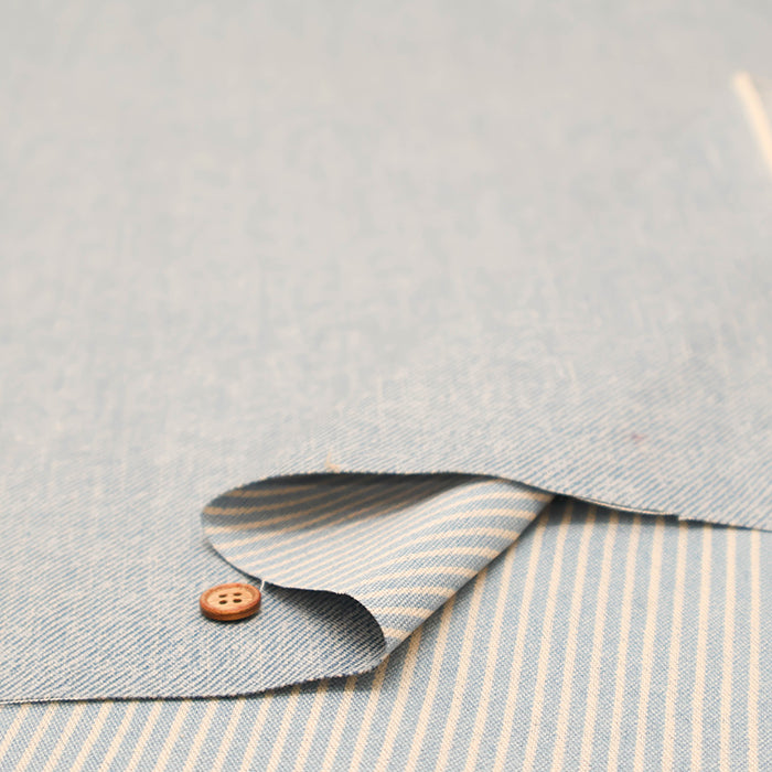 Cotton Oxford Fabric - Denim-style Reverse Stripe - nomura tailor