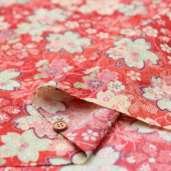 Polyester Tirimen Jacquard printed fabric Sakura - nomura tailor