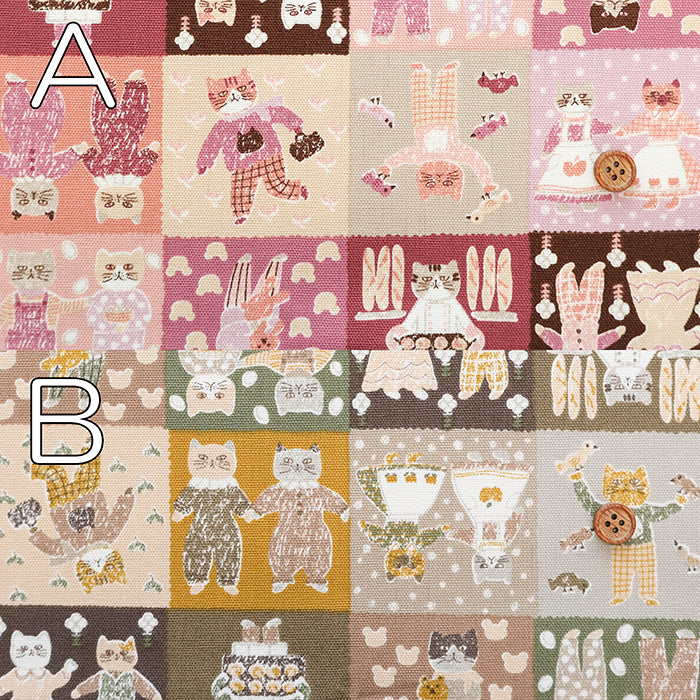 Cotton Oxford Fabric - Patchwork Cat - nomura tailor