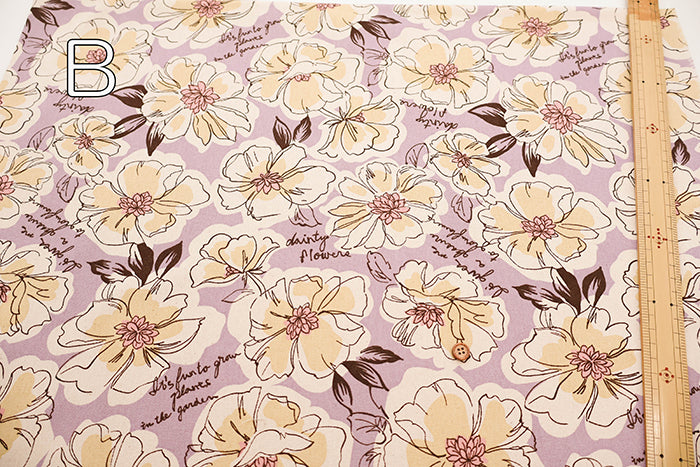 Cotton Oxford Fabric - Drawing Flower - nomura tailor