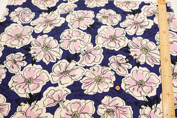 Cotton Oxford Fabric - Drawing Flower - nomura tailor