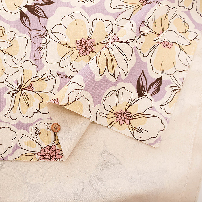 Cotton Oxford Fabric - Drawing Flower - nomura tailor