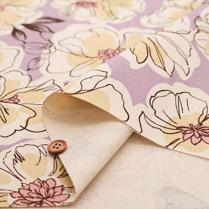 Cotton Oxford Fabric - Drawing Flower - nomura tailor