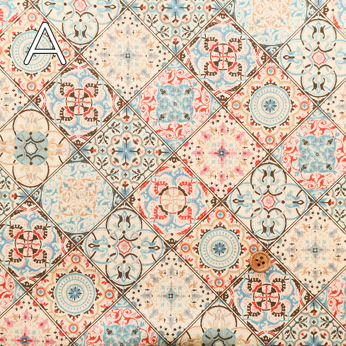 Cotton Scare Printed Fabric - Flower Tile - nomura tailor