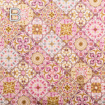 Cotton Scare Printed Fabric - Flower Tile - nomura tailor