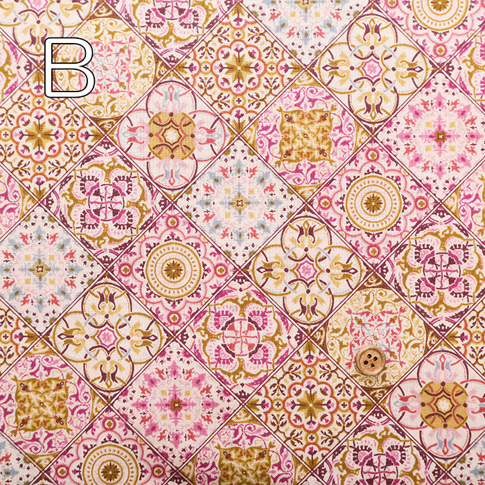 Cotton Scare Printed Fabric - Flower Tile - nomura tailor