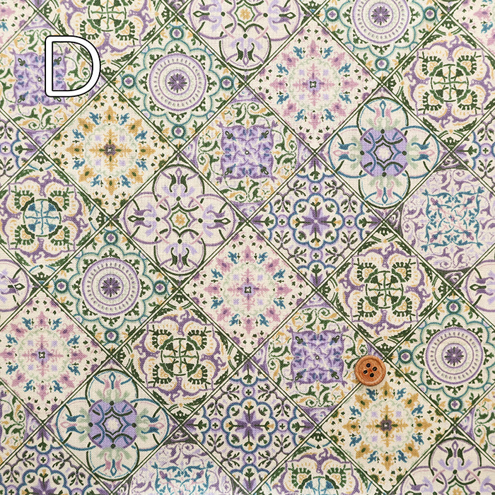 Cotton Scare Printed Fabric - Flower Tile - nomura tailor