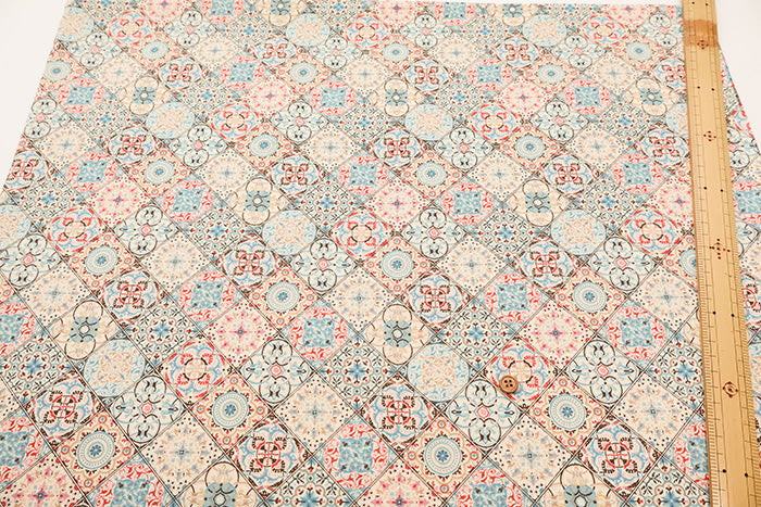 Cotton Scare Printed Fabric - Flower Tile - nomura tailor