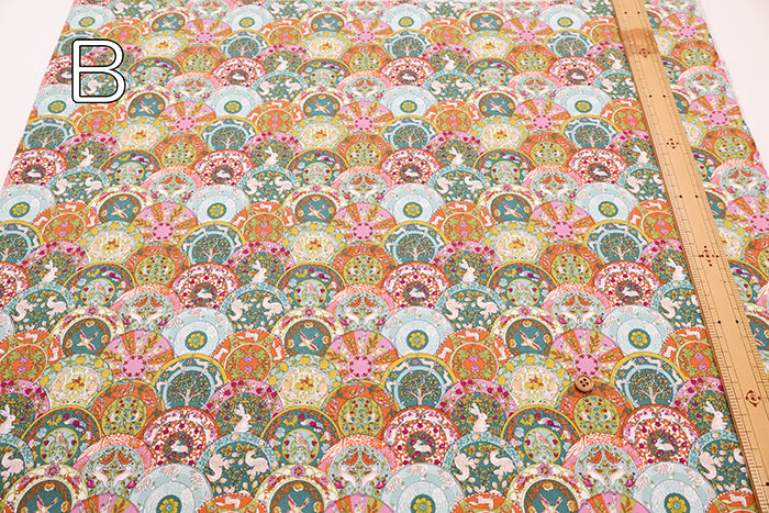 Cotton Muslin Printed Fabric - Art Nouveau Symphony Saucer - nomura tailor