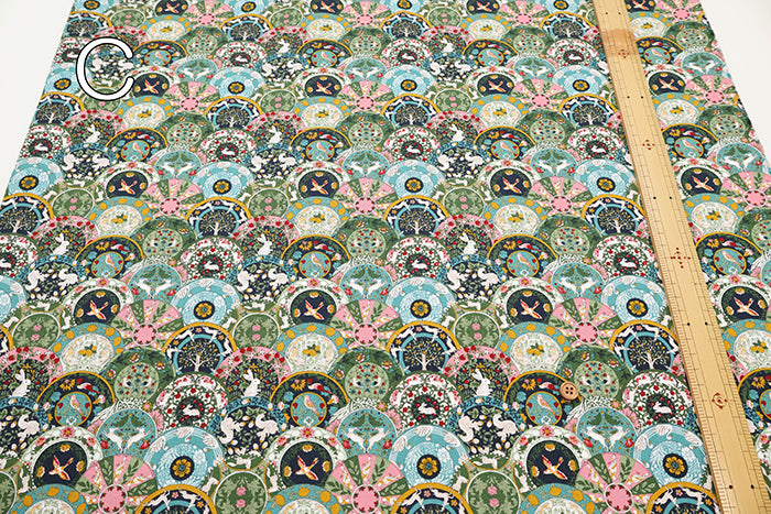 Cotton Muslin Printed Fabric - Art Nouveau Symphony Saucer - nomura tailor