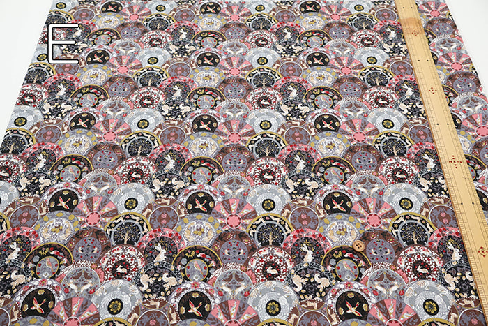 Cotton Muslin Printed Fabric - Art Nouveau Symphony Saucer - nomura tailor