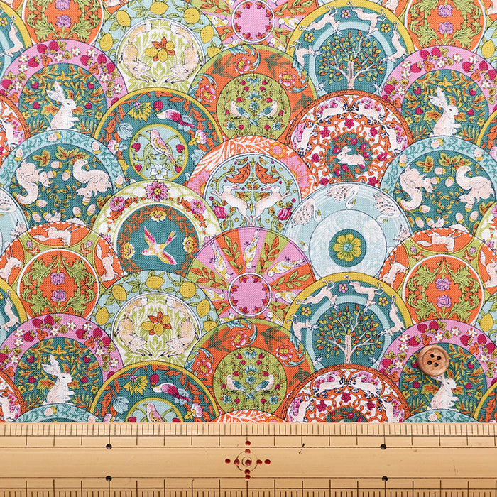 Cotton Muslin Printed Fabric - Art Nouveau Symphony Saucer - nomura tailor