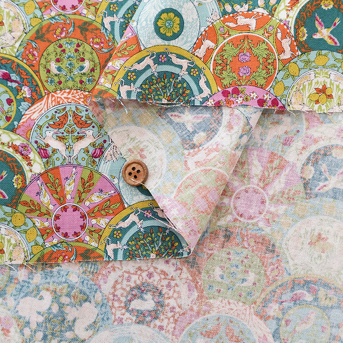 Cotton Muslin Printed Fabric - Art Nouveau Symphony Saucer - nomura tailor
