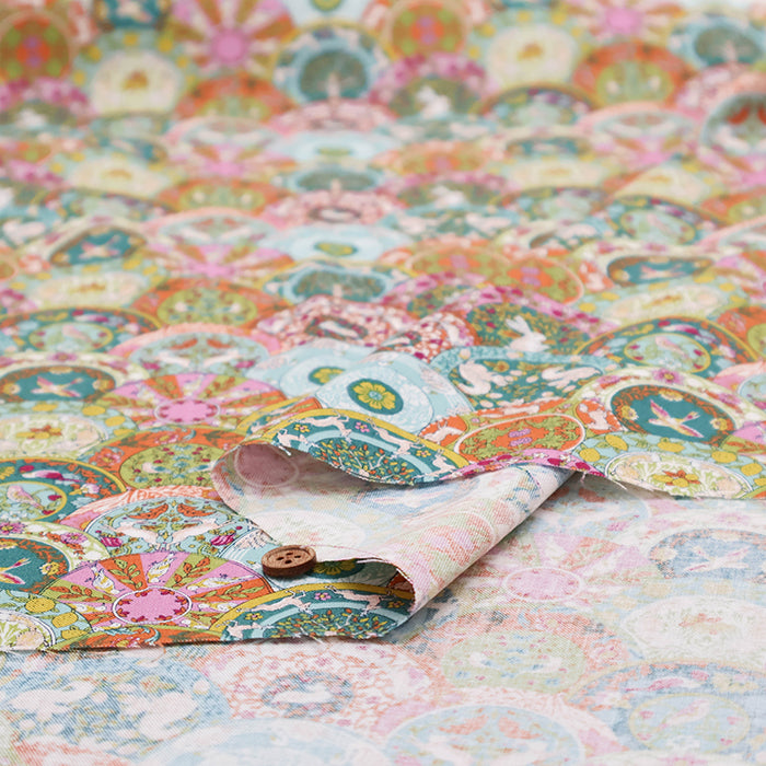 Cotton Muslin Printed Fabric - Art Nouveau Symphony Saucer - nomura tailor