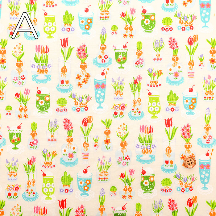 Cotton Scare Printed Fabric - Culetro Party Retro Glass - nomura tailor