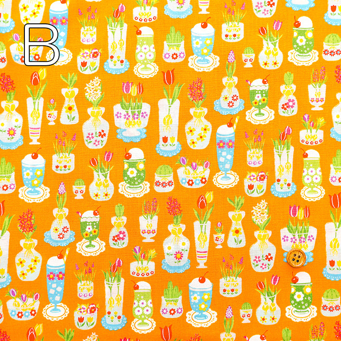 Cotton Scare Printed Fabric - Culetro Party Retro Glass - nomura tailor