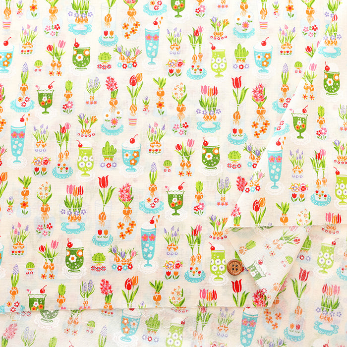Cotton Scare Printed Fabric - Culetro Party Retro Glass - nomura tailor