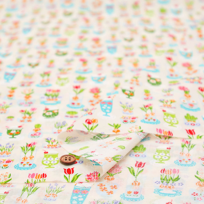 Cotton Scare Printed Fabric - Culetro Party Retro Glass - nomura tailor