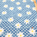 Cotton Piqué Dobby Print Fabric - Checkerboard Flower - nomura tailor