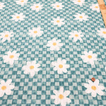 Cotton Piqué Dobby Print Fabric - Checkerboard Flower - nomura tailor