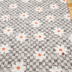Cotton Piqué Dobby Print Fabric - Checkerboard Flower - nomura tailor