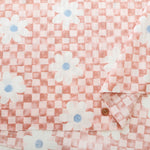 Cotton Piqué Dobby Print Fabric - Checkerboard Flower - nomura tailor