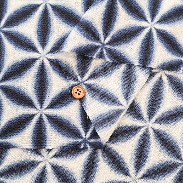 Cotton Takashima Chijimi Tie-dye Style Print Fabric - Snowflake - nomura tailor