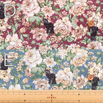 Cotton muslin Fabric - Flower and Black Cat - nomura tailor