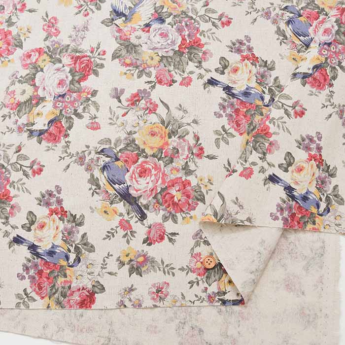C/L Canvas Printed Fabric - ALTO ALBERO COLLECTION Bird - nomura tailor
