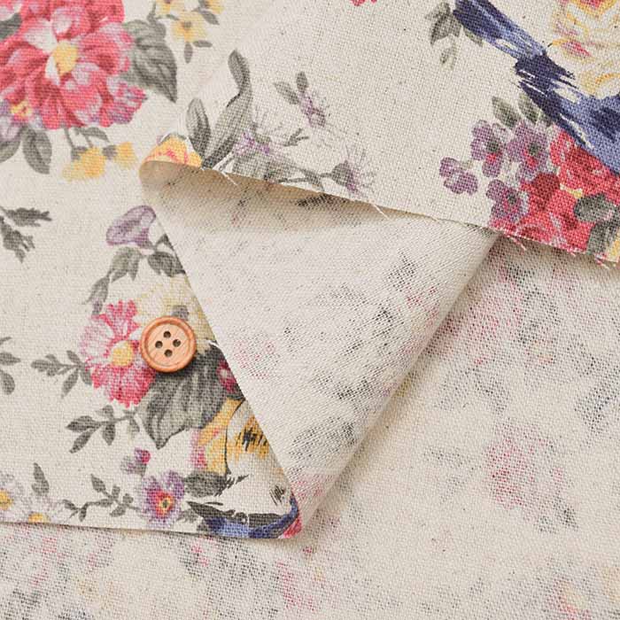 C/L Canvas Printed Fabric - ALTO ALBERO COLLECTION Bird - nomura tailor