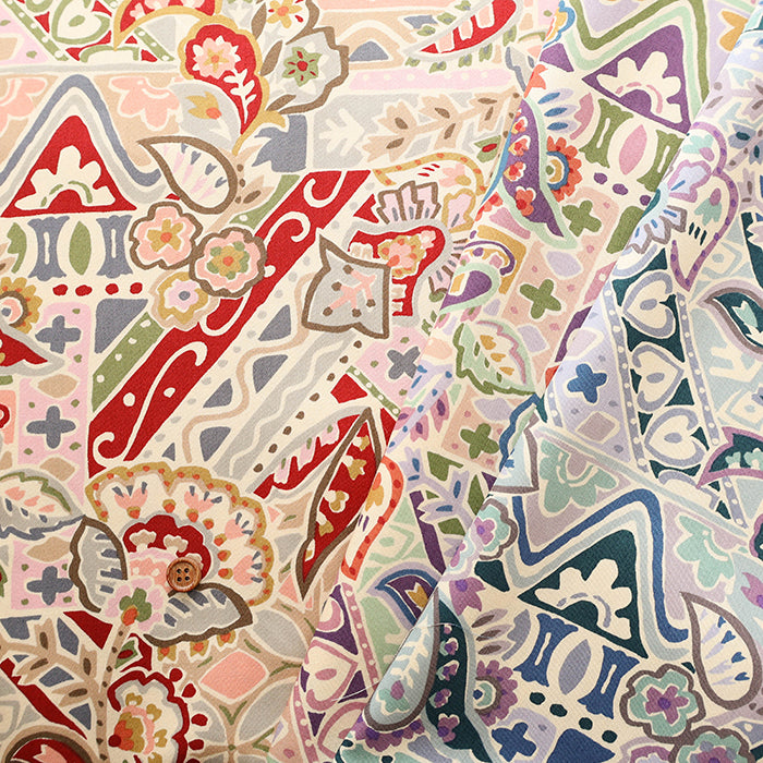 Cotton Silues Satin Print Fabric - Paisley - nomura tailor