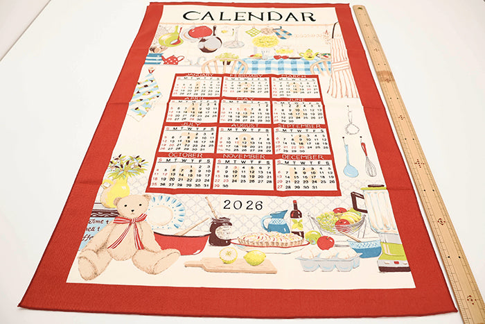 <Patterned Cut>2026 Calendar -  Bear (1 Pattern: Approx. 70cm × 40cm) - nomura tailor
