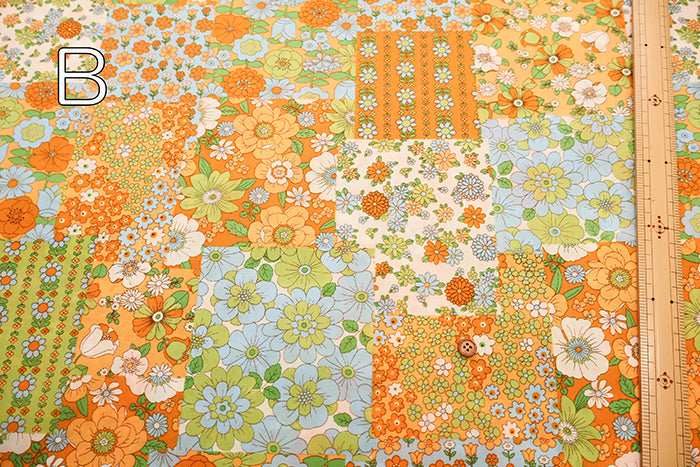 Water repellent Nylon Oxford Print Fabric 70s Design Flower Days - nomura tailor